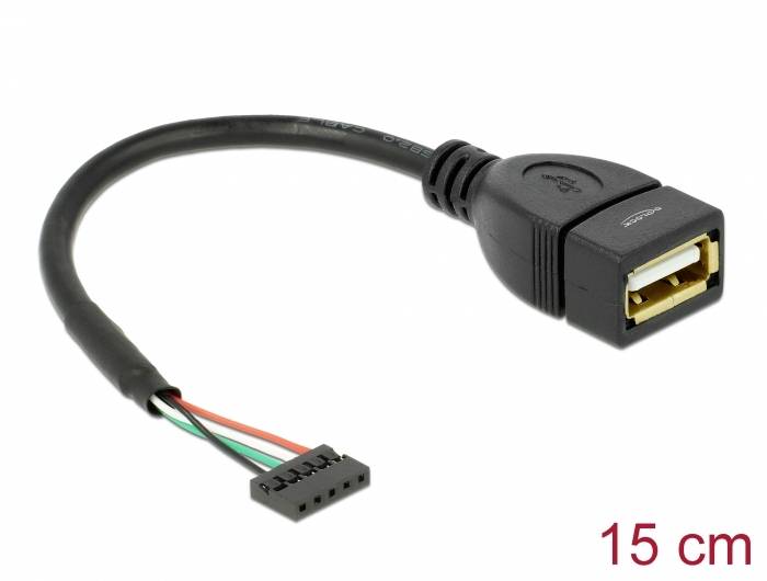 Câble adaptateur USB avec fiche à 5 broches et port USB femelle, longueur : 15 cm.