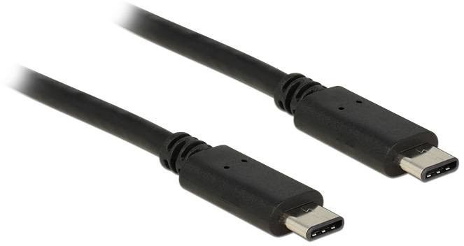 Deux câbles noirs USB-C avec des connecteurs, montrés côte à côte. Adaptés pour la charge et le transfert de données.