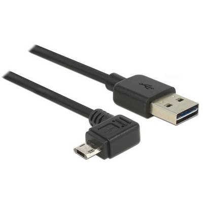 'Câble USB 3.0 avec une fiche USB-A droite et une fiche Micro-USB coudée. Idéal pour les connexions dans des espaces restreints.'