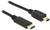 Un câble noir avec un connecteur USB-C d'un côté et un connecteur Mini-USB de l'autre.