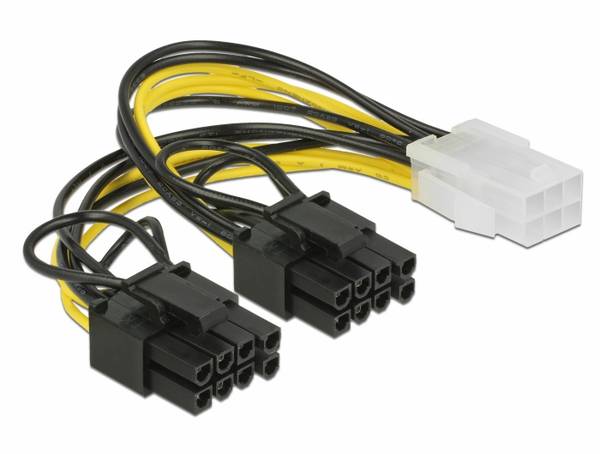 Câble de raccordement Delock alimentation  15 cm noir, jaune