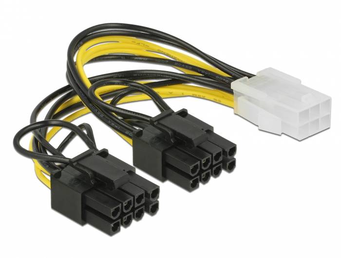 Câble de raccordement Delock alimentation 15 cm noir, jaune-1