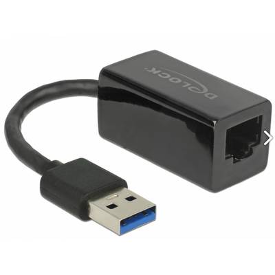Adaptateur USB noir avec connecteur USB d'un côté et port Ethernet de l'autre, adapté aux connexions réseau.