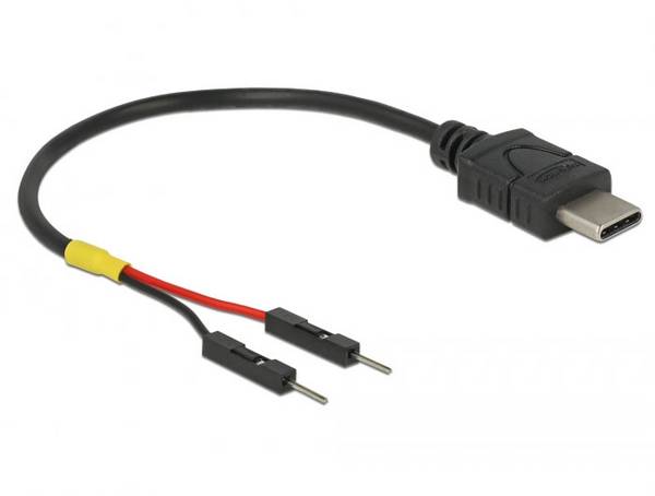 Delock Câble USB-C   USB-C® mâle, En-tête de broche 2 pôles 0.10 m noir avec barrette à broche 85418