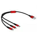 Delock Câble USB USB 2.0 USB-A mâle, USB-C® mâle, USB-Micro-B mâle, Connecteur Lightning 0.30 m noir, rouge 85891