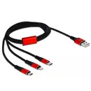 Delock Câble USB USB 2.0 USB-A mâle, USB-C® mâle, USB-Micro-B mâle, Connecteur Lightning 1.00 m noir, rouge 85892
