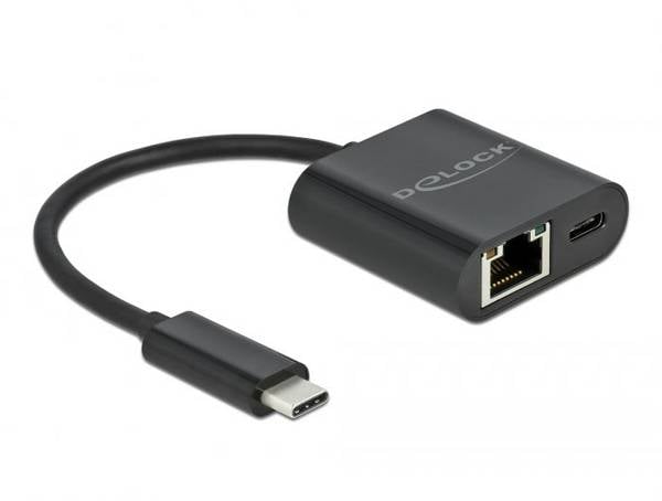 Delock USB 2.0 Adaptateur [1x USB-C® mâle - 1x RJ45 femelle, USB-C® femelle] 66644 11.5 cm