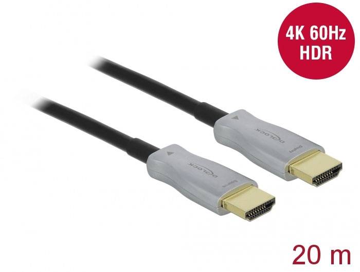 Câble HDMI avec prise en charge 4K 60Hz HDR, long de 20 mètres. Idéal pour la transmission vidéo et audio haute résolution.