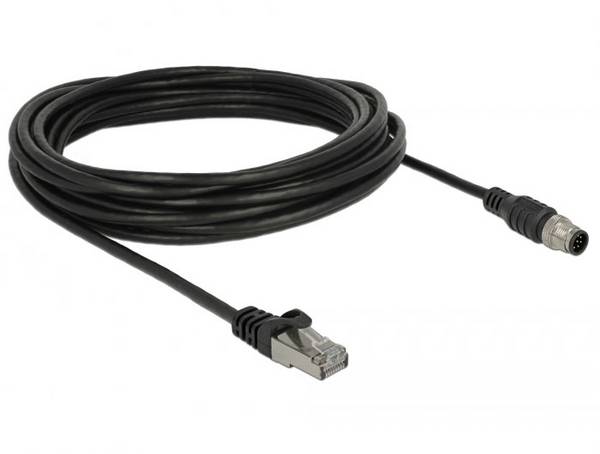Delock 84926 RJ45 / M12 Câble réseau, câble patch CAT 5e S/FTP 10.00 m noir blindé 1 pc(s)