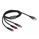 Delock Câble USB USB 2.0 USB-A mâle, USB-Micro-B mâle, Connecteur Lightning , USB-C® 1.00 m vert 87277