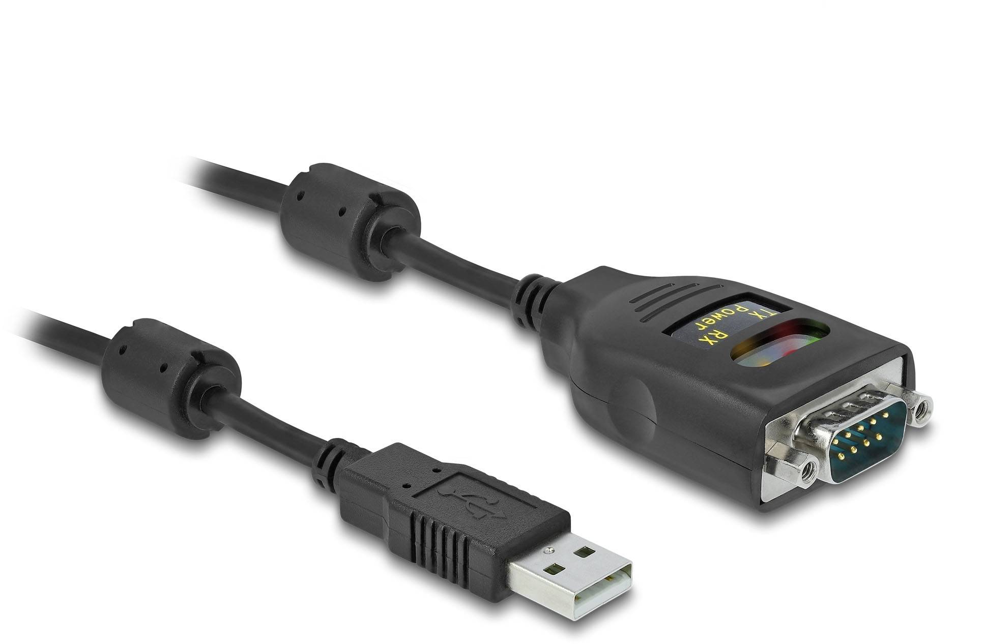 'Câble adaptateur USB vers RS232 avec gaine en plastique noir'