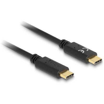Deux câbles USB-C noirs avec des connecteurs dorés orientés dans différentes directions. Idéaux pour le transfert de données et la charge.