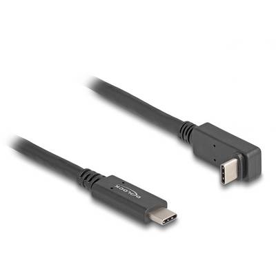 Câble USB-C avec une fiche standard droite et une fiche coudée, adapté aux connexions nécessitant peu d'espace.