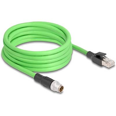 Câble réseau vert avec connecteur RJ45 et connecteur rond.
