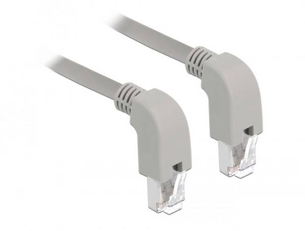 Delock 85876 RJ45 Câble réseau, câble patch CAT 6a S/FTP 0.50 m gris blindé, sans halogène, coudé à 90 ° vers le bas 1 pc(s)
