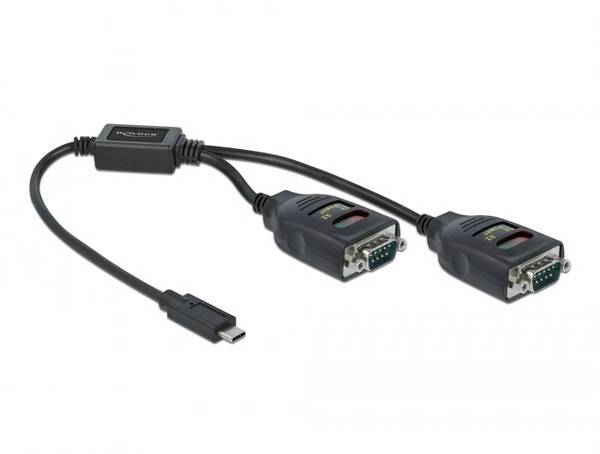 Delock USB 2.0 Adaptateur [2x USB-C® mâle - 1x série (9 pôles)] 90494 0.35 m contacts dorés