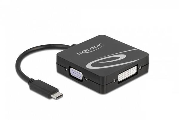 Delock USB 2.0 Adaptateur [1x USB-C® mâle - 1x VGA femelle, DVI femelle 24+5 pôles, HDMI femelle, DisplayPort femelle] 63129 0 mm