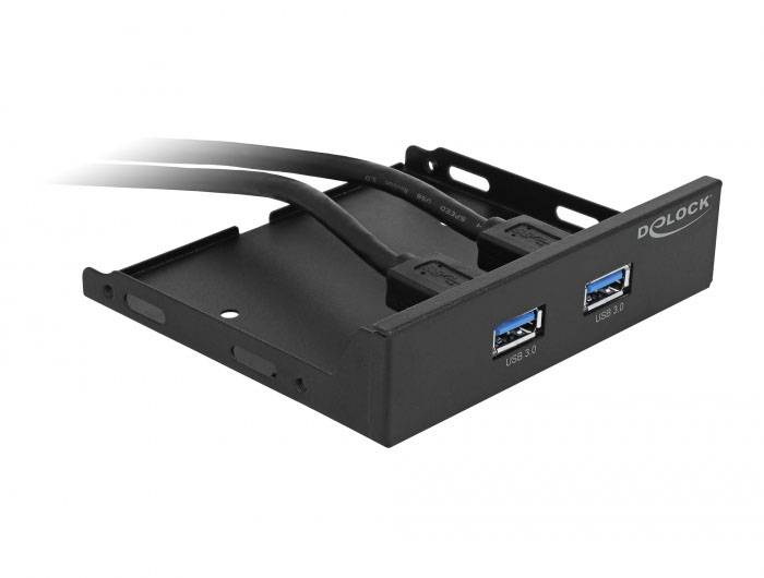Adaptateur métallique pour lecteur avec deux ports USB 3.0, adapté à l'installation dans les baies de 3,5 pouces d'un boîtier d'ordinateur.