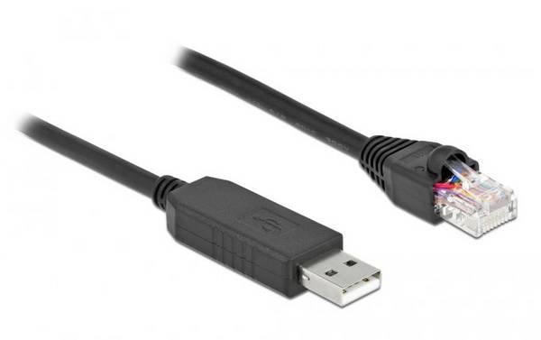 Delock 64160 RJ45 / USB Câble réseau, câble patch Câble  1.00 m noir pour port console (routeur/switch) 1 pc(s)