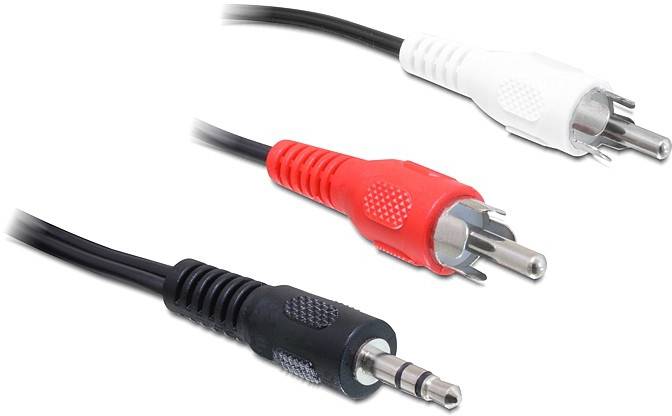 Câble de raccordement Delock 84212 Jack / Cinch-RCA audio [1x Jack mâle 3.5 mm - 2x Cinch-RCA mâle] 5 m noir-2