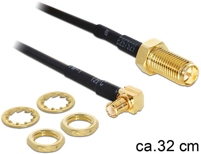 Câble de raccordement Delock antenne WiFi [1x prise RPSMA - 1x MCX mâle ] 0.32 m or, noir-1