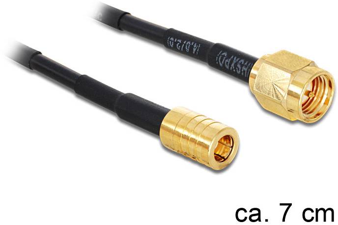 Câble de raccordement Delock antenne WiFi [1x SMA mâle - 1x SMB mâle] 0.07 m or, noir-0