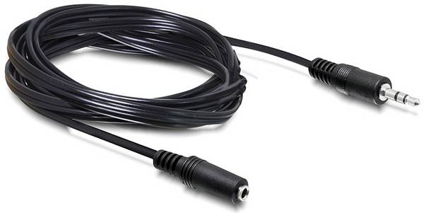 Câble de raccordement Delock 84237 Jack audio [1x Jack mâle 3.5 mm - 1x Jack femelle 3.5 mm] 5 m noir