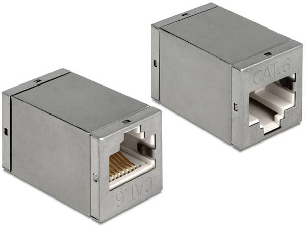 Delock RJ45 réseau informatique Adaptateur CAT 6 [1x RJ45 femelle - 1x RJ45 femelle] 0 mm gris