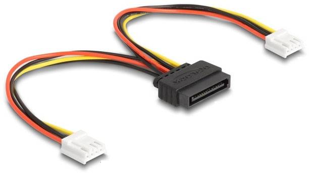 Delock série Câble de raccordement [1x Alimentation SATA mâle 15 pôles - 2x Floppy femelle 4 pôles] 0.15 m noir, rouge, -1