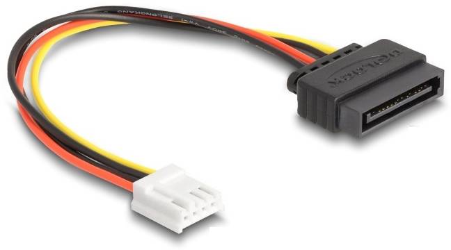Delock série Câble de raccordement [1x Alimentation SATA mâle 15 pôles - 1x Floppy femelle 4 pôles] 0.15 m noir, rouge, -1