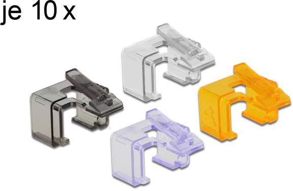 Delock 86422 RJ45 clip de réparation 40 pièces set 2 (transparent, noir, violet, orange) 86422 Clip de protection multic-1