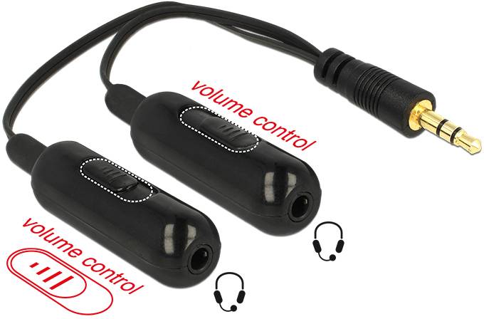 Câble de raccordement Delock 65683 Jack audio [1x Jack mâle 3.5 mm - 2x Jack femelle 3.5 mm] 0.19 m noir-2