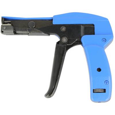 Un outil bleu de type pistolet à attaches, doté d'une poignée et d'une longue pointe métallique, ressemblant à un pistolet pour colliers de serrage.