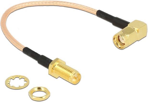 Câble de raccordement Delock antenne WiFi [1x fiche mâle RPSMA - 1x prise RPSMA] 0.16 m noir, or, transparent-2