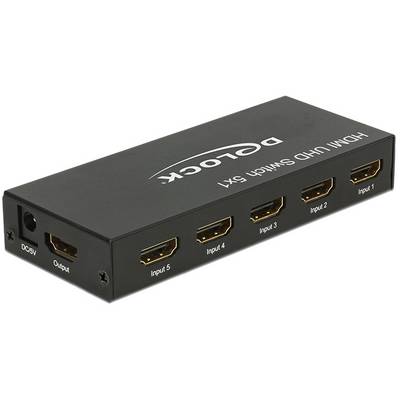 Delock 18685 Switch HDMI Lecture 3D possible, avec télécommande, compatible avec l'ultra HD, boîtier métallique 3840 x 2-2