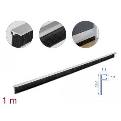 Delock 66652 19 pouces Brosse passe-câbles profilé en aluminium noir-2