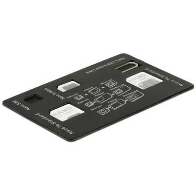 Adaptateur multifonction pour carte SIM au format carte, comprenant des adaptateurs Nano et Micro SIM, avec outil d'éjection de carte SIM.