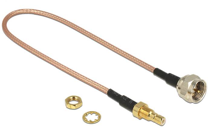 Câble de raccordement Delock antenne WiFi [1x SMB femelle - 1x F mâle] 0.25 m marron-0