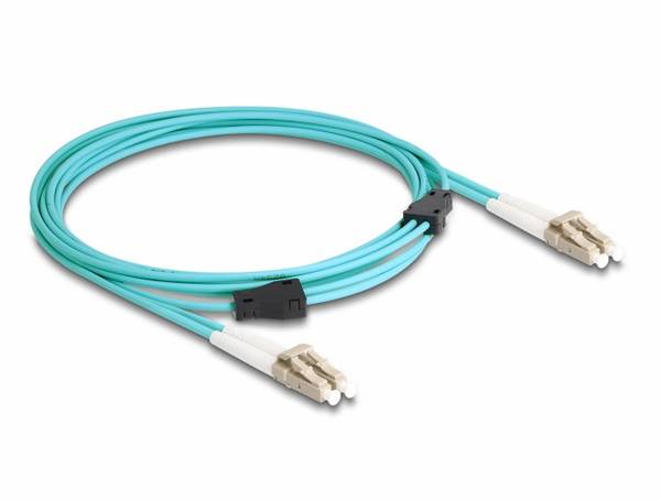Delock 87909 fibre optique FO Câble de raccordement 3 m bleu turquoise [1x LC mâle - 1x LC mâle] 50/125 µ Multimode OM3