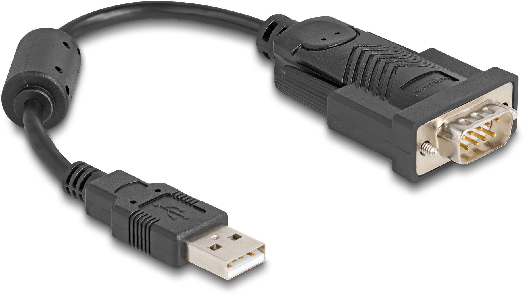 Câble adaptateur USB vers VGA avec connecteur USB et port VGA, permettant de connecter un ordinateur à un écran VGA.