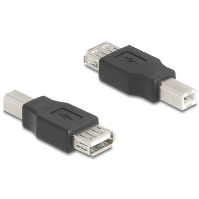 Deux adaptateurs USB noirs : l'un avec une fiche USB-A et une prise USB-C, l'autre avec une prise USB-A et une fiche USB-B.