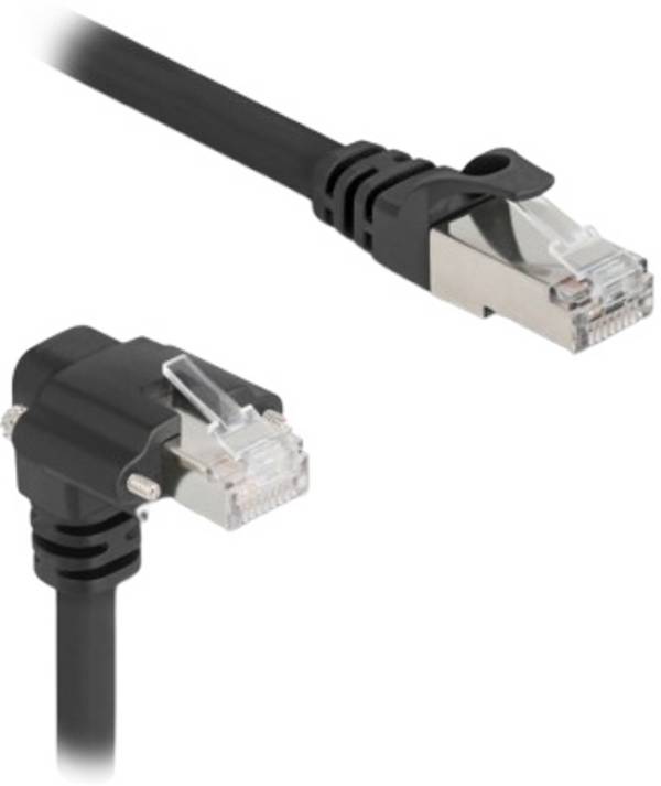 Delock 80923 RJ45 Câble réseau, câble patch CAT 6 SF/UTP 3.00 m noir coudé à 90 ° vers le bas 1 pc(s)