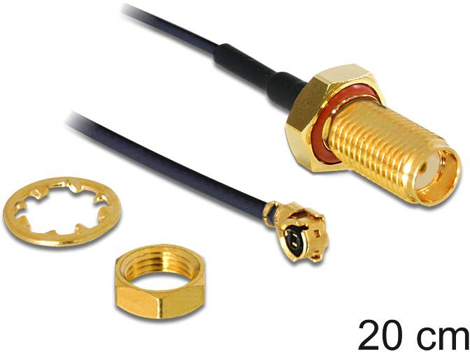 Câble de raccordement Delock antenne WiFi [1x SMA femelle - 1x IPEX mâle] 0.2 m noir-1