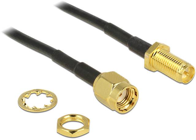 Câble de raccordement Delock antenne WiFi [1x fiche mâle RPSMA - 1x prise RPSMA] 0.2 m noir-1