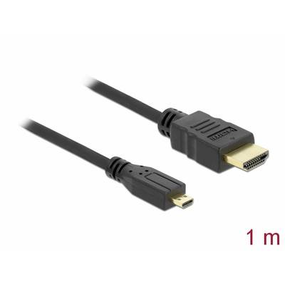 Un câble HDMI avec connecteur standard et connecteur Micro-HDMI, longueur 1 mètre, sur fond blanc.