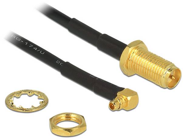 Câble de raccordement Delock antenne WiFi [1x prise RPSMA - 1x MMCX mâle] 0.32 m noir-0