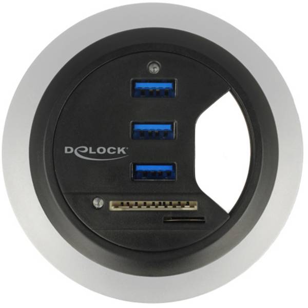 Delock 62869 Multiprise de table 3 canaux noir fiche Euro