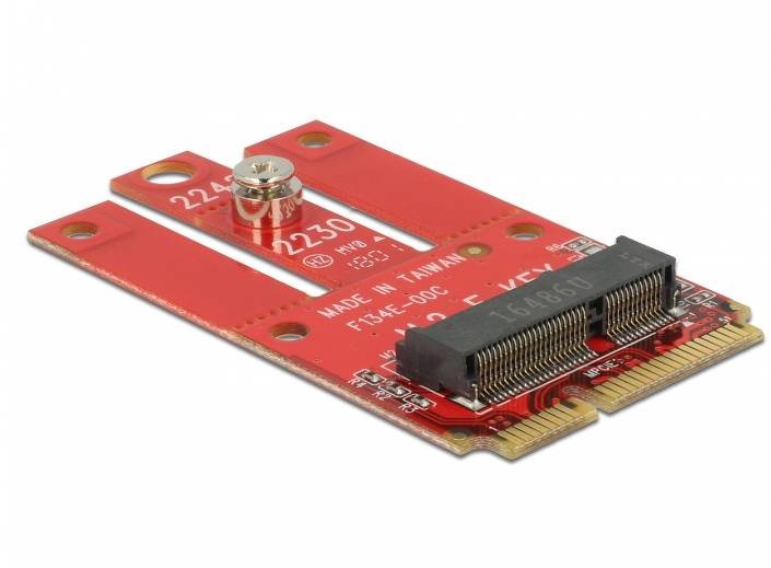 Delock série Adaptateur [1x Mini PCIe mâle - 1x Femelle M.2 clé E] rouge-0