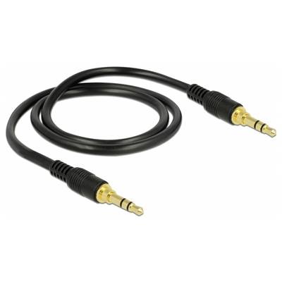 Un câble audio noir avec deux fiches dorées de 3,5 mm à chaque extrémité.