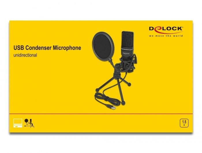 Sur pied Kit micro Delock 66331 Type de transmission (détails):USB avec câble, pied, avec filtre anti-pop-5